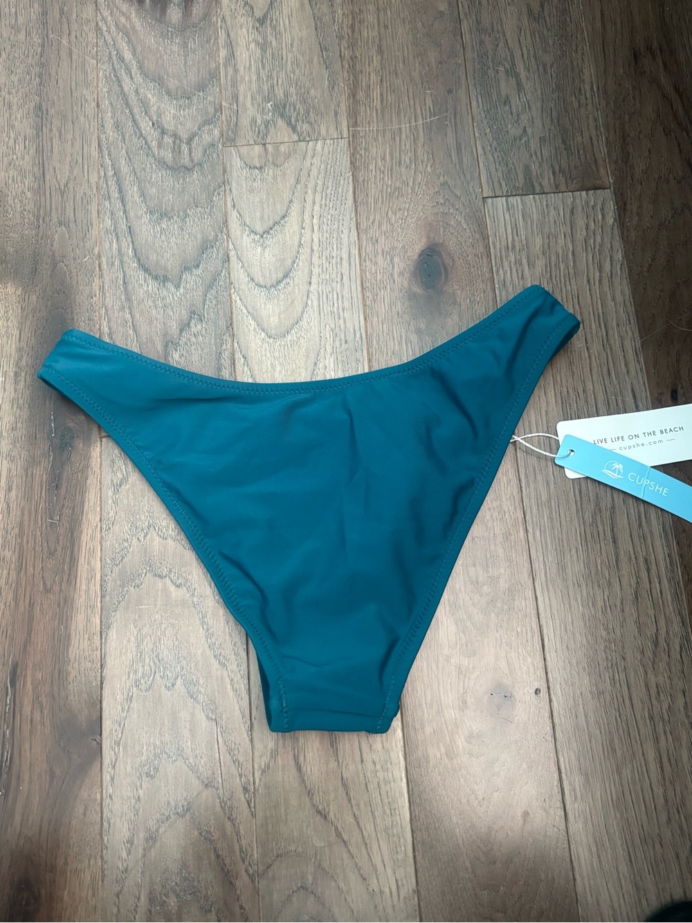 NWT Cupshe teal high cut cheeky bikini bottoms sz:xs - Picture 4 of 5
